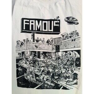 FAMOUS Skateboard Men's White Long Sleeve Graphic Punk Street T-Shirt Cotton